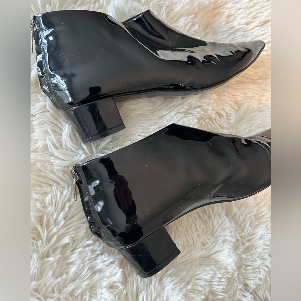 Black Patent Leather Ankle Boots Size 8 - Picture 8 of 9